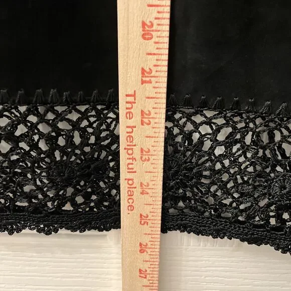 Carole Little Skirt 10 Suede Black Floral Crochet Vintage Spider Web Witchy Goth - Picture 7 of 8